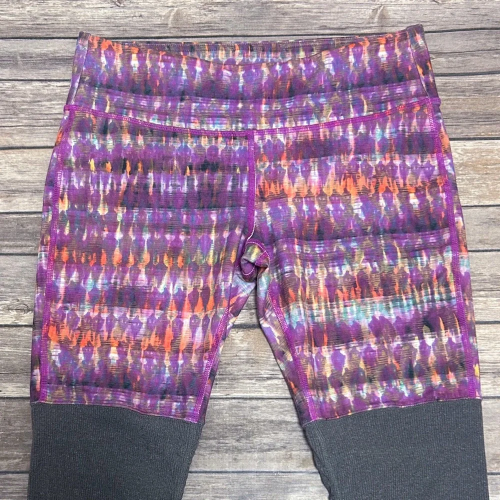 Alo Yoga Goddess Bhakti Ruched Ribbed Cinched Leggings Grey Purple Orange Large